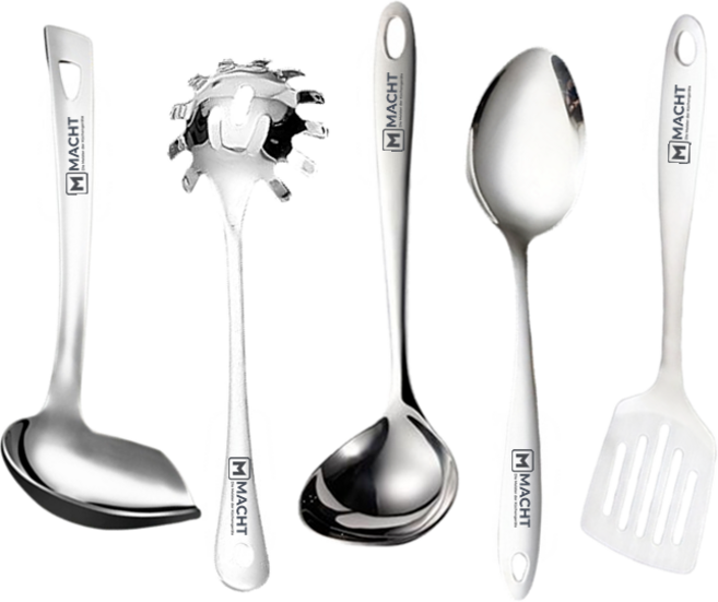 마흐트(MACHT) 파흐만 올스텐 키친툴 5종세트 프리미엄세트, 스테인레스, 1박스, 국자 + 뒤집개 + 볶음스푼 + 오리국자 + 면국자