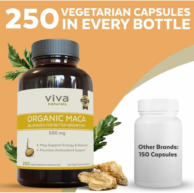 비바 내추럴 페루 마카 뿌리 500mg 250정 Viva Naturals Peruvian Maca Root, 1개 - 쿠팡