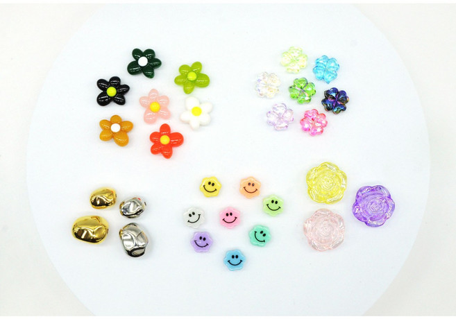 팔찌 펜던트 매듭팔찌재료 악세서리부자재 팬던트 마크라메팔찌, 04 아크릴스마일꽃 피치 2개