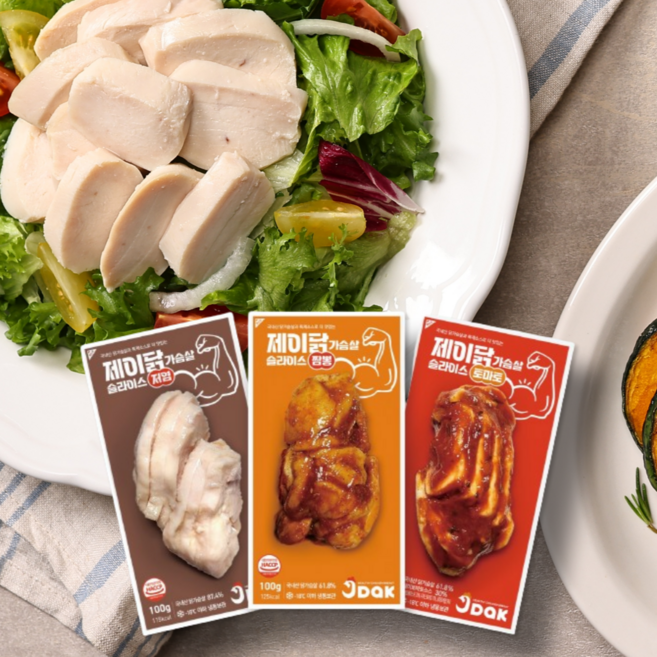 제이닭 닭가슴살 슬라이스 혼합 3종 100g, 50개