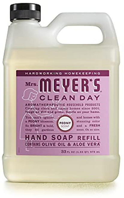 Mrs. Meyers 1004247 935.5g(33온스) 클린 데이 유기농 피오니 향 핸드 솝 리필 - 6개 팩, Mrs. Meyers 1004247 935.5g(33온, 935.5g