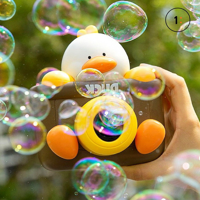 어린이 자동 버블건 카메라형 비눗방울 생일선물 완구, 1개, DUCK(배터리포함)