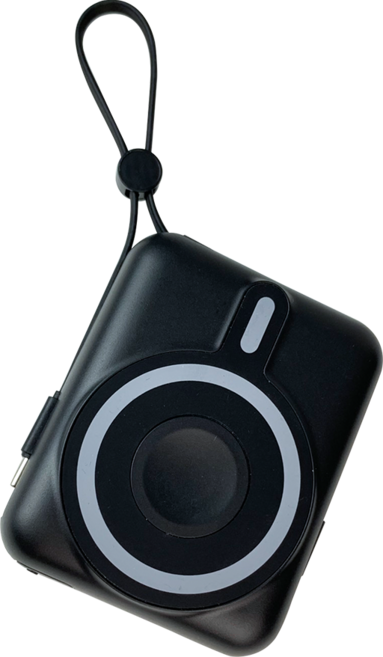 無線充電行動電源 10000mAh 蘋果手錶充電 掛繩充電線 LED電量顯示 磁吸, MCK-LPB001黑色, 1個