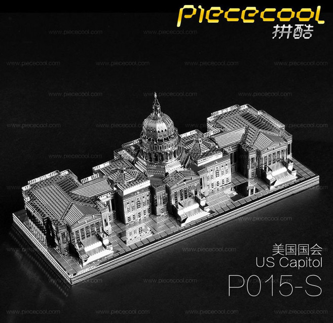 미국 조립 금속 의회 실버 나노 DIY 3D 퍼즐 건물 입체 미니어처 모델, E. 타이베이 101 방진박스