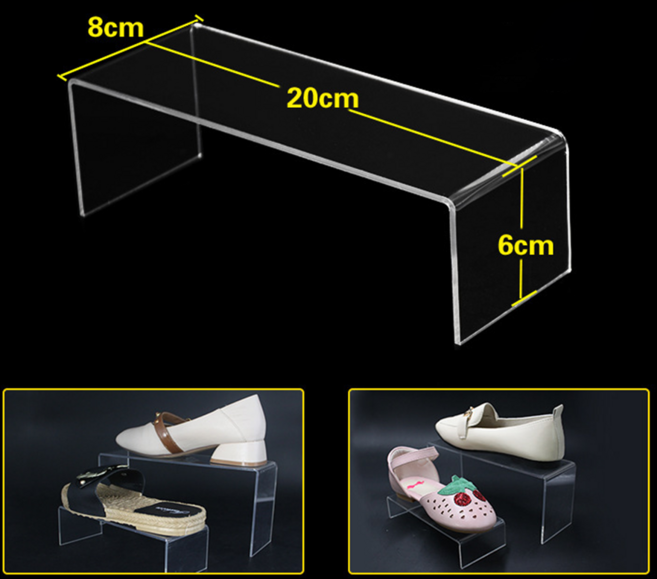 ㄷ자 받치대 아크릴 거치대 8x20x6cm 받침대 선반 진열대 피규어 정리대 진열, 2개, 투명