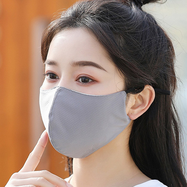 미즈코스 3D 기미 마스크 빨아쓰는 볼 마스크 골프등산 안면 자외선 차단 면마스크, 진회색, 1개