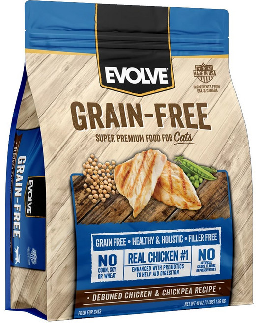 EVOLVE 전연령용 그레인프리 고양이 건식사료, 닭, 1.36kg, 1개