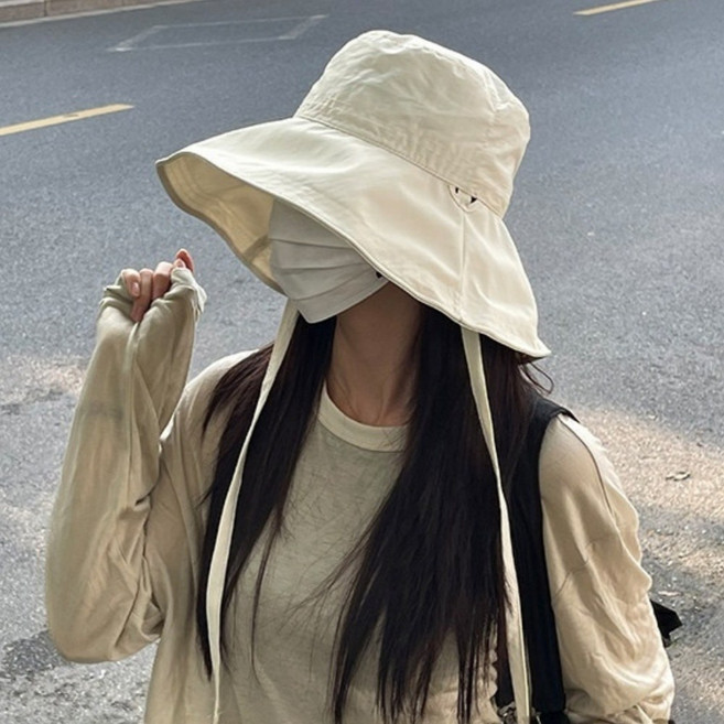 HALOPICK 와이드챙 버킷햇 자외선차단 스트랩 모자