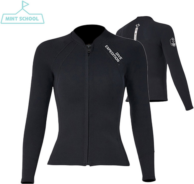 민트스쿨 2.1mm 남성용/여성용 스킨스쿠버 다이빙슈트, 카본블랙