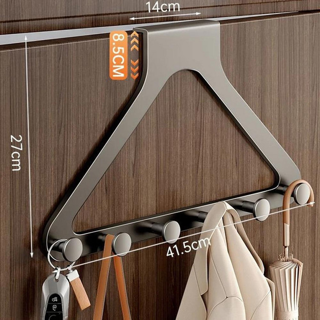 문 후크 위의 삼각형 옷 가방 용 6 개의 후크가있는 탄소강 교수형 주최자 랙 욕실 주방용 도어 행거, 06 F