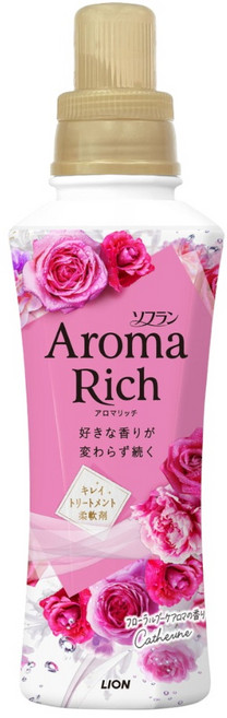 LION獅王 Aroma Rich 衣物香氛柔軟精 480ml, 480g, 1個, 桃/Leila