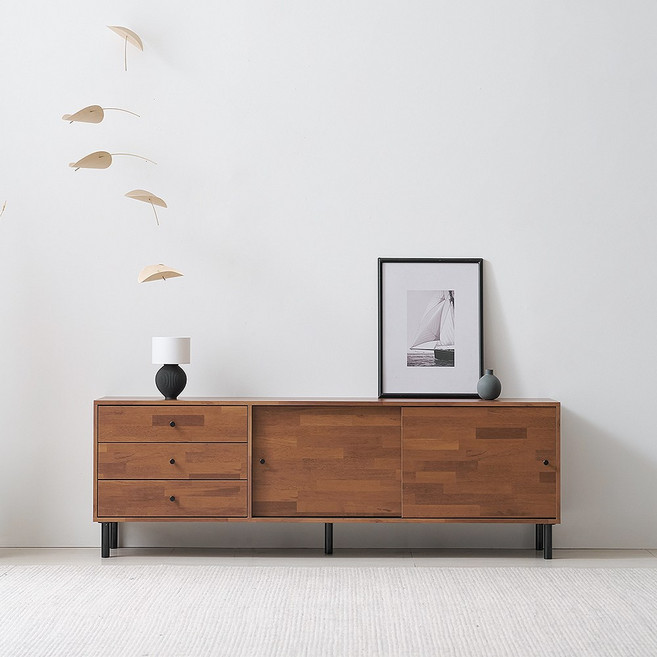 [아트랙] 모리스 1500 1800 2000 거실장 서랍장 슬라이딩 높은거실장 서랍장 TV다이 TV선반 4color, 모리스 멀바우