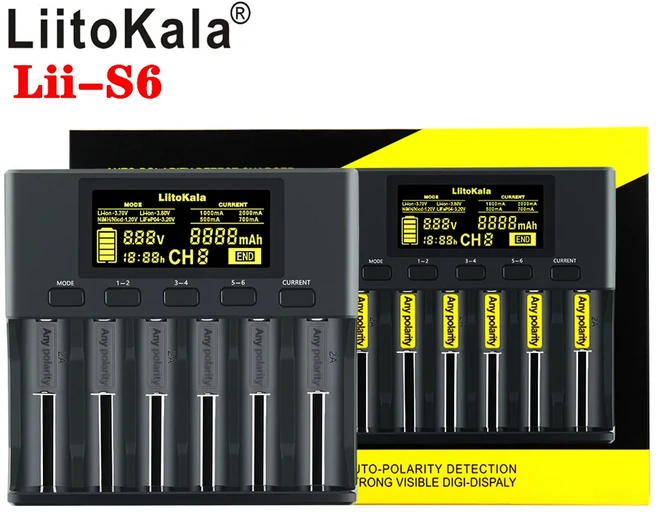 LiitoKala lii-M4 LCD 배터리 충전기 21700 18650 스마트, 08 Lii-S6