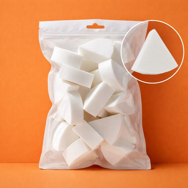 GACA 프리미엄 라텍스 퍼프 화장 쫀쫀 밀착 파운데이션 스펀지, 20개, 화이트