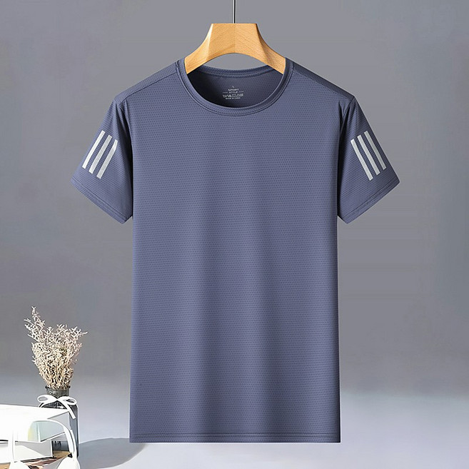 L-8XL 大尺碼透氣機能輕薄吸濕排汗男生上衣 運動休閒短袖圓領冰絲速乾涼感T恤【台灣現貨】