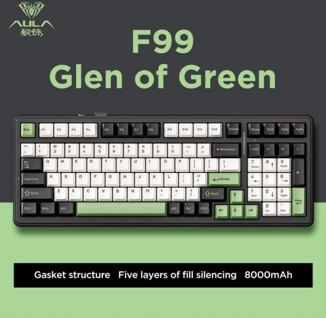Aula F99 기계식 키보드 개스킷 PBT 핫 플러그, whale-sea axis, 한개옵션2, 텐키리스