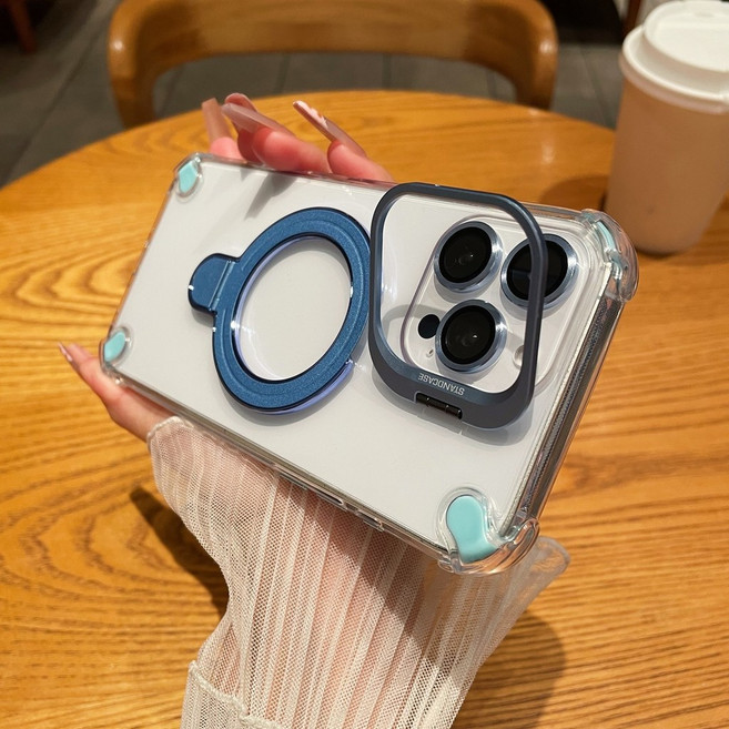 iPhone雙支架磁吸無線充電防摔手機殼 (適用 iPhone 15 14 13 12 11 Pro Max)