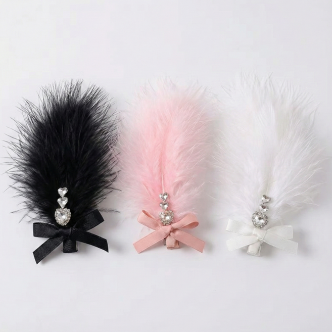 위캔바이 발레 파티 포인트 깃털헤어핀 티아라 장식핀 3종 세트