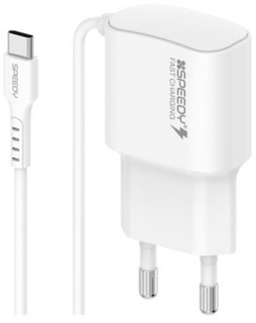 스피디 15W 퀵차지 3.0 C타입 일체형 가정용 고속 충전기 어댑터, 화이트 (SPE-B2N12PDCP15), 1개