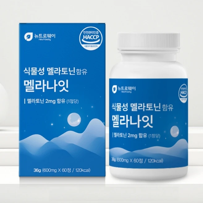 [BJMarket] 수면유도 식물성 멜라토닌함유 멜라나잇 600mg 60정 뉴트로웨이, 1개 - 쿠팡