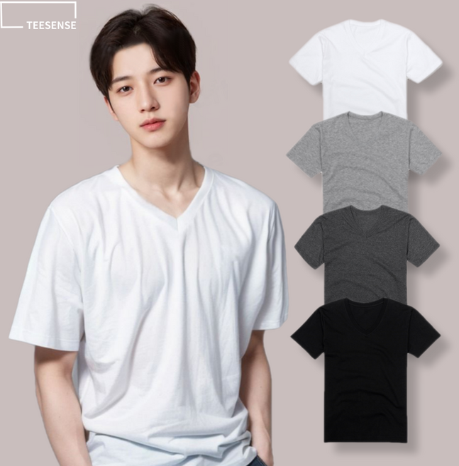 반팔 프리미엄 V넥 무지 브이넥 20수 도톰한면티 남여공용 S-3XL 빅사이즈