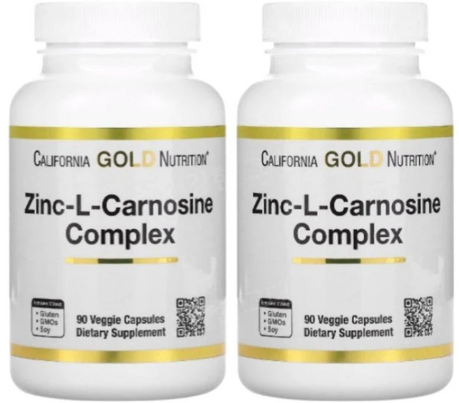 1+1 캘리포니아골드뉴트리션 CGN 징크 아연 엘 카르노신 90베지캡슐 Zinc L Carnosine 아미노산, 2개, 90정 - 쿠팡