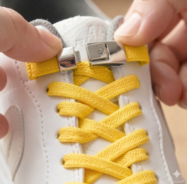 핑크웨일 매듭없는 버튼형 신발끈 운동화 고탄력 고무줄