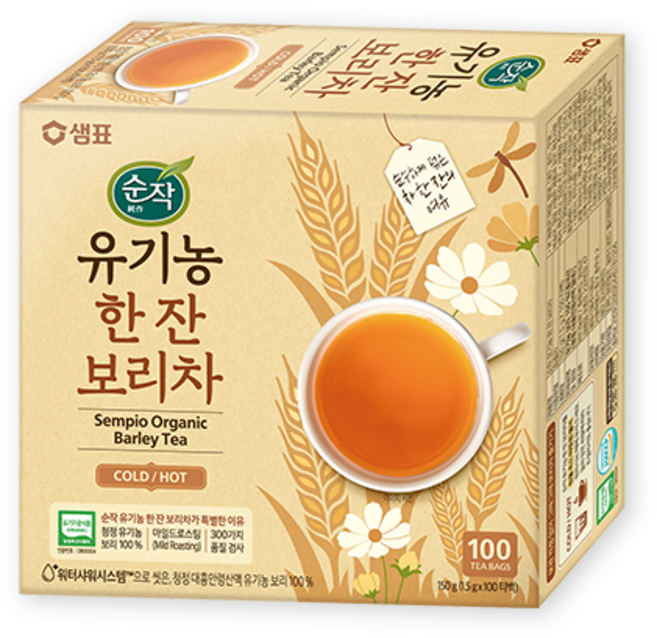 순작 유기농 한 잔 보리차, 1.5g, 100개입, 2개