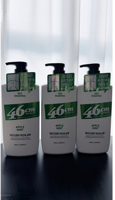 LG생활건강 46센티미터 두취솔루션 약산성 데오드란트 샴푸 애플민트 향, 3개, 600ml