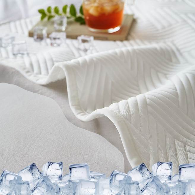 [코자자 쿨하게]한일의료기 여름용 토퍼매트 쿨매트 냉감패드 침대용 냉감 쿨 매트, Snow Haring(화이트)