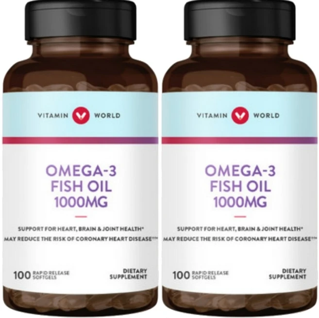 비타민월드 오메가3 피쉬오일 1000mg, 2팩, 100정 - 쿠팡