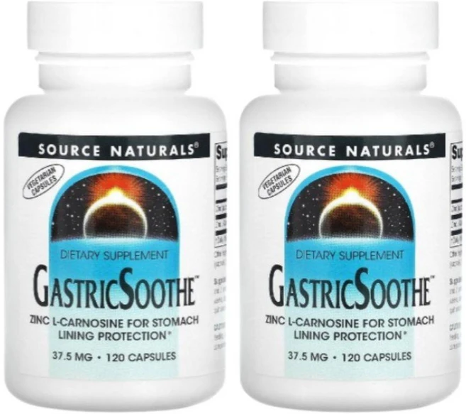 소스내추럴스 가스트릭수스 GastricSoothe 37.5mg 120캡슐 2개 L 카르노신, 120정 - 쿠팡