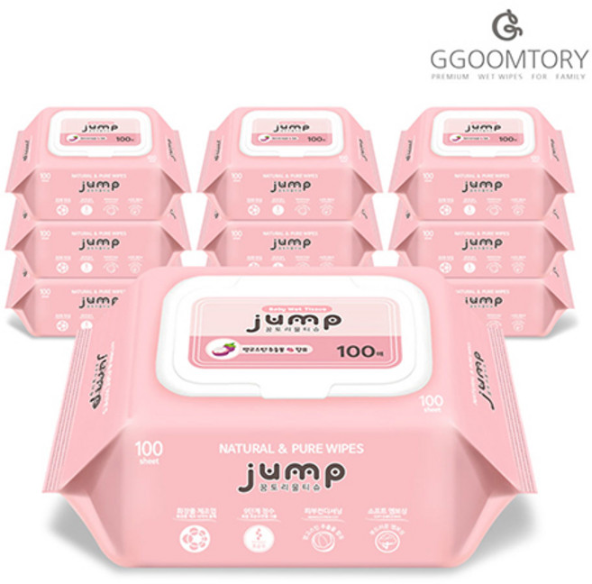 꿈토리 물티슈 뉴 가득찬 챔프 55gsm 캡형 100매 10팩 저자극 무향, 55g, 100개입, 10세트