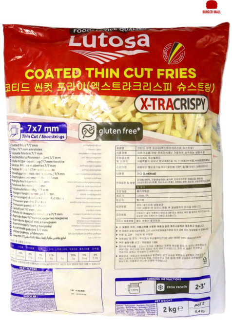 루토사 엑스트라 크리스피 코티드 슈스트링 감자튀김 2kg 막대감자, 6개