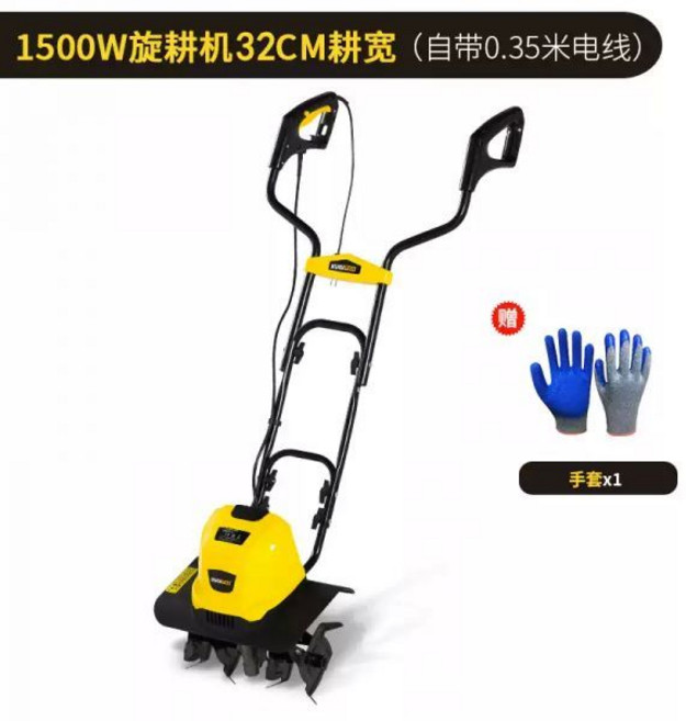 전기 텃밭관리기 미니관리기 경작기 골타기 밭가는기계, 1500w 소형 4날 로터리 경운기, 1개