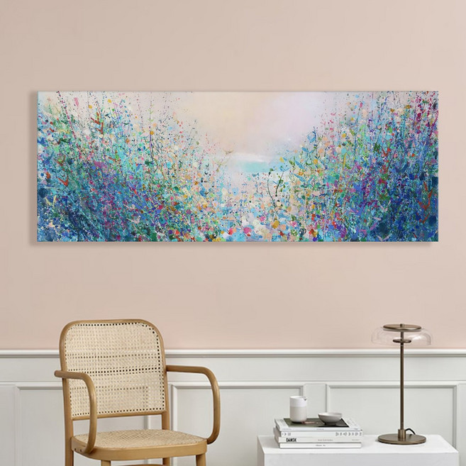 풍경 추상화 와이드 화사한 꽃그림 거실 카페 인테리어 대형 캔버스액자 15종 9-15 집들이 선물 벽장식소품 꽃, 14.윈터블루무드