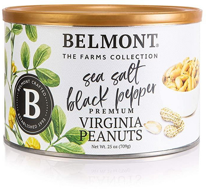 Belmont Peanuts 칵테일 크런치 믹스 532.3ml(18온스) (1팩) | 피칸 버터 토피 버지니아 땅콩 참깨 스틱 라이스 스틱 시즈닝 땅콩 | 간단한 성분, 25 Ounce (Pack of 1), 바다 소금 및 흑후추, 709g, 1개