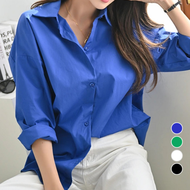 나크21 55 100 비비드한 솔리드 롱 셔츠 NK21 T 8