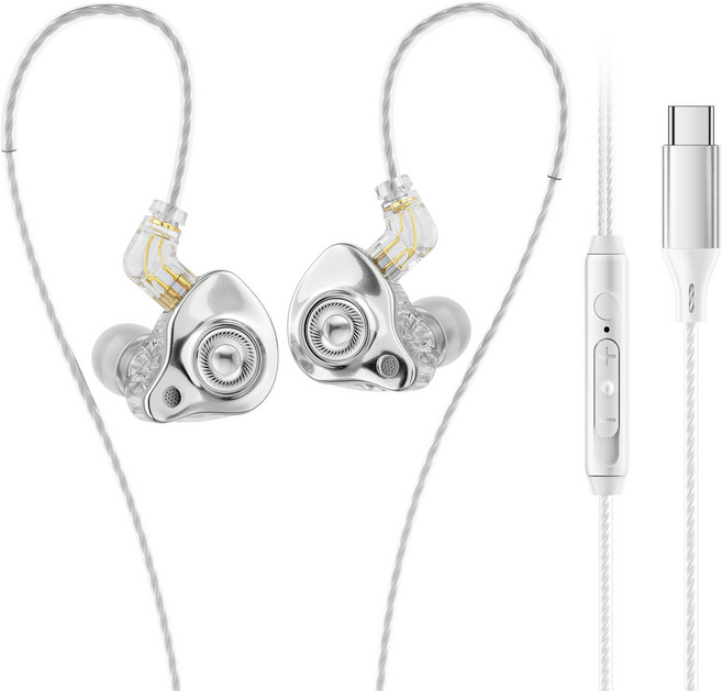 Essager 게이밍 커널형 이어폰 인이어 DD 이어폰, 흰색, C타입