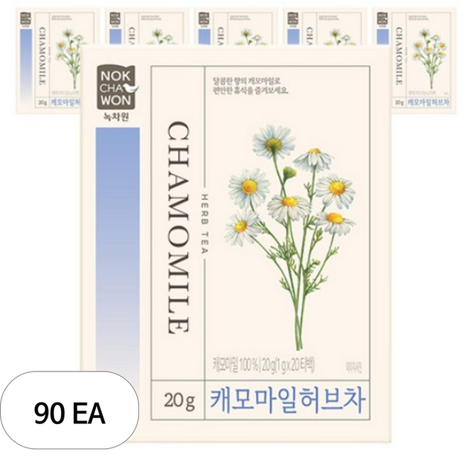 녹차원 캐모마일 허브차, 1g, 20개입, 90개