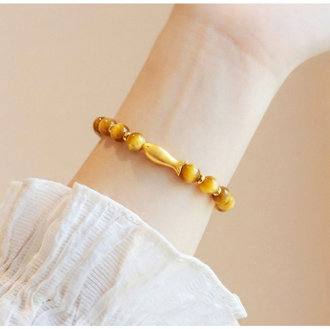 테라스톤 천연호안석 물고기 팔찌 행운 재물운 원석팔찌 커플팔찌