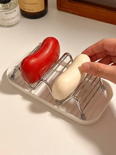 픽잇몰 비누받침대 물빠짐 트레이 욕실비누거치대 스텐비누받침, 1개, 실버