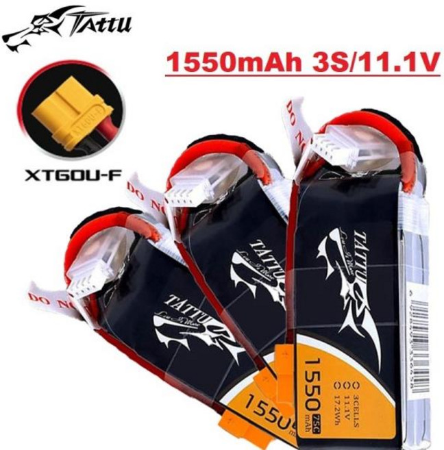 RC 헬리콥터 쿼드콥터 FPV 레이싱 드론 부품용 XT60 플러그 11.1V 배터리 TATTU 3S 1550mAh 75C 리포, 01 1550mAh 11.1V 1Pcs, 01 China Mainland