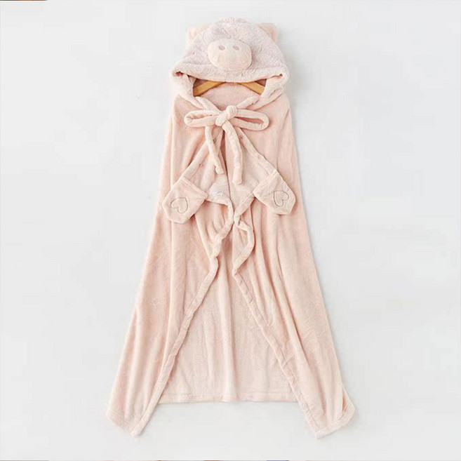 러블리 토끼 돼지 극세사 후드 망토담요 동물잠옷