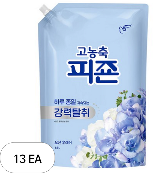 고농축 피죤 강력탈취 오리지널 오션후레쉬 섬유유연제 리필, 1.6L, 13개