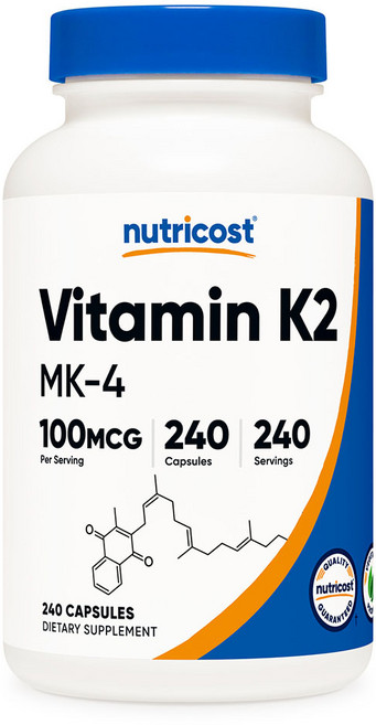 Nutricost 비타민K-2 MK-4 100mcg 240 캡슐, 1개, 240정