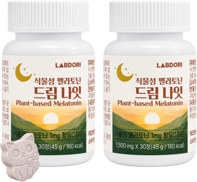 랩도리 드림나잇 식물성 멜라토닌 마그네슘 유산균, 2개, 30정