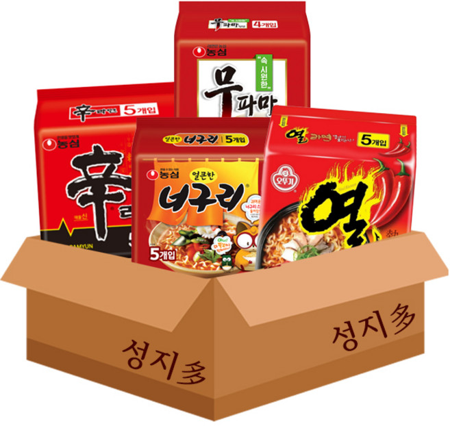 [성지다] 라면멀티팩 4개조합세트/신라면+너구리+열라면+무파마