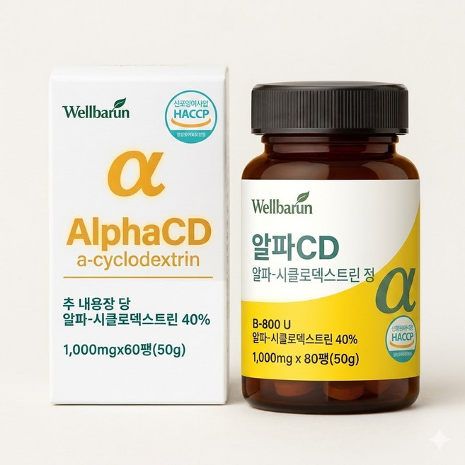 웰바른 알파 CD 알파씨디 난소화성말토덱스트린정 1000mg 2달분, 2개, 60정