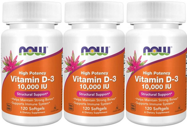 나우푸드 비타민 D-3 10000IU 소프트젤, 120정, 3개